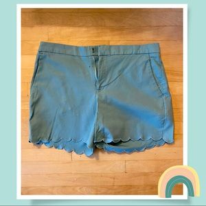 Turquoise shorts with scalloped hem